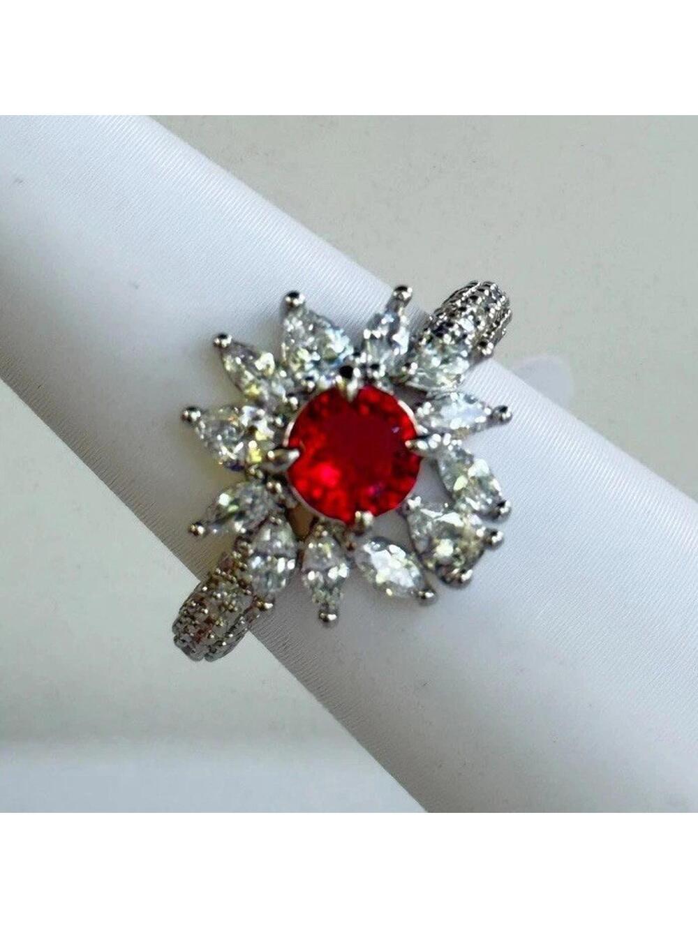 Bomb Party Ring Sz 7 RBP3674 “She’s Got Drama” LC Dark Ruby on Rhodium RETRO